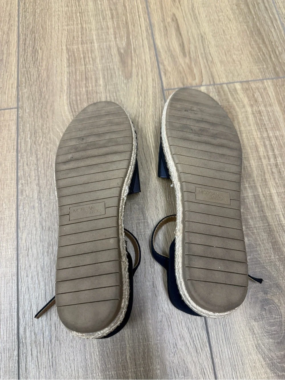 Morgan Taylor “Paulette” Navy Suede Espadrilles with Ankle Strap